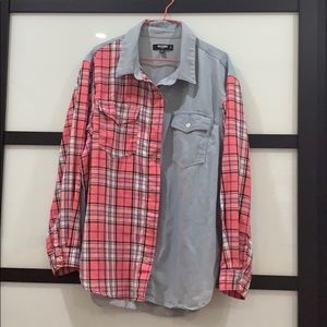 Missguided Petite Oversized Check Denim Shirt